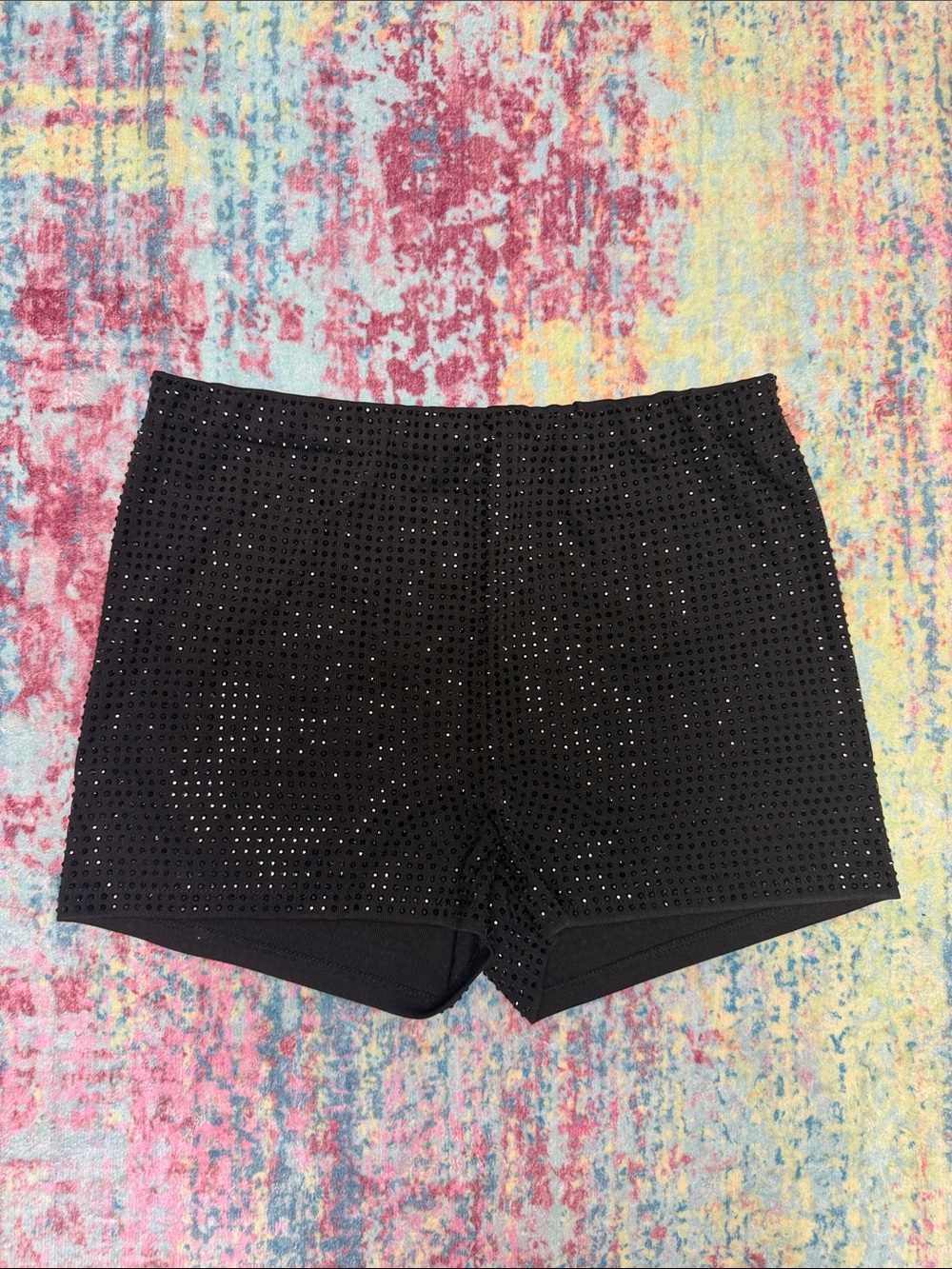 iris Black Sequin Eyelet Bike Shorts